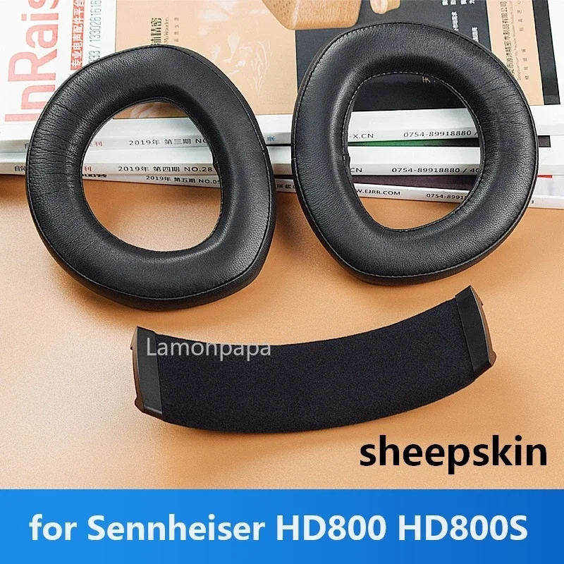 Replacement Sheepskin Earpads for Sennheiser HD800 HD800S Nano Ear Pads Headband Covers Cushion for Sennheiser HD800S Headphone