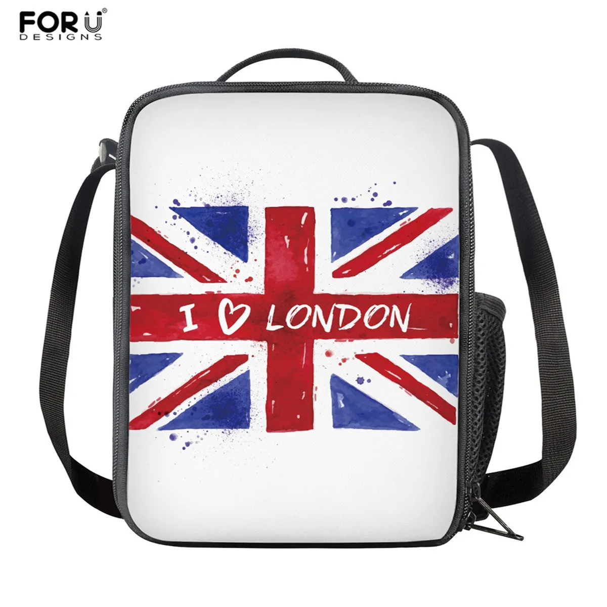 FORUDESIGNS Fashion Lunch Box Accessories nsulation Thermal Package for Childs I Love London Design Ladies Lunch Bag Lunchbox