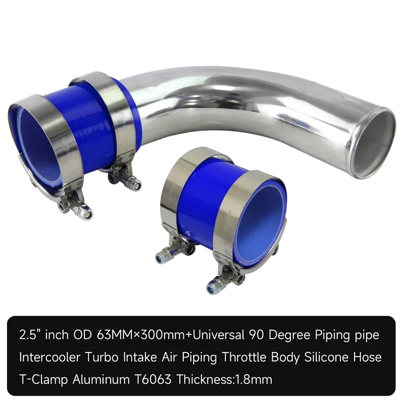Black/Blue/Red 90° Aluminum Intercooler Intake Turbo Pipe  L=300mm + 2pcs Silicone hose +4pcs T-Clamps