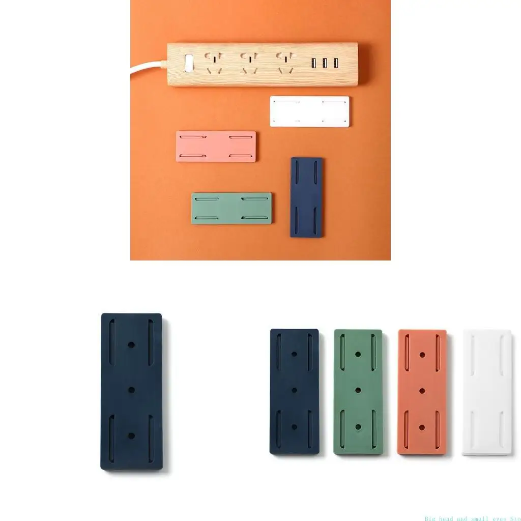 581C Self-Adhesive Power Strip Holder Fixator Wall Mounted Plug-In Socket Fixer Bracket Stand Punch-Free Cable for