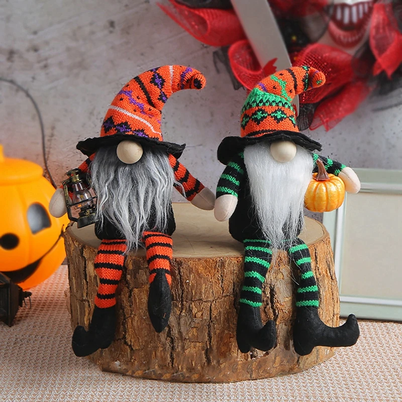 Halloween Dangle Leg Gnomes Ornaments Shelf Sitters Handmade Tomte Swedish Gnome Plush Elf Dwarf Home Halloween Decorations