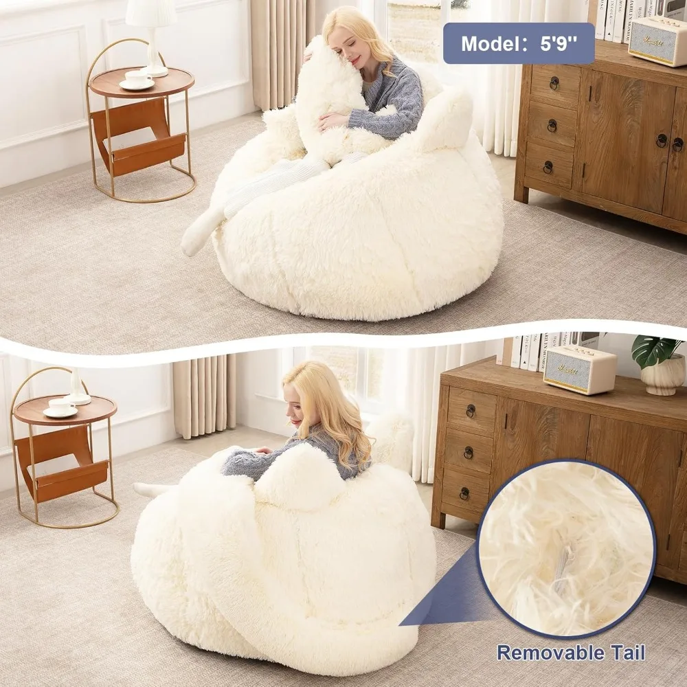كرسي بين باج للبالغين المراهقين كراسي بين باج العملاقة من الفرو الصناعي مع حشو منفوش من القطيفة على شكل كيس القماش أريكة مريحة لهجة Fl #5