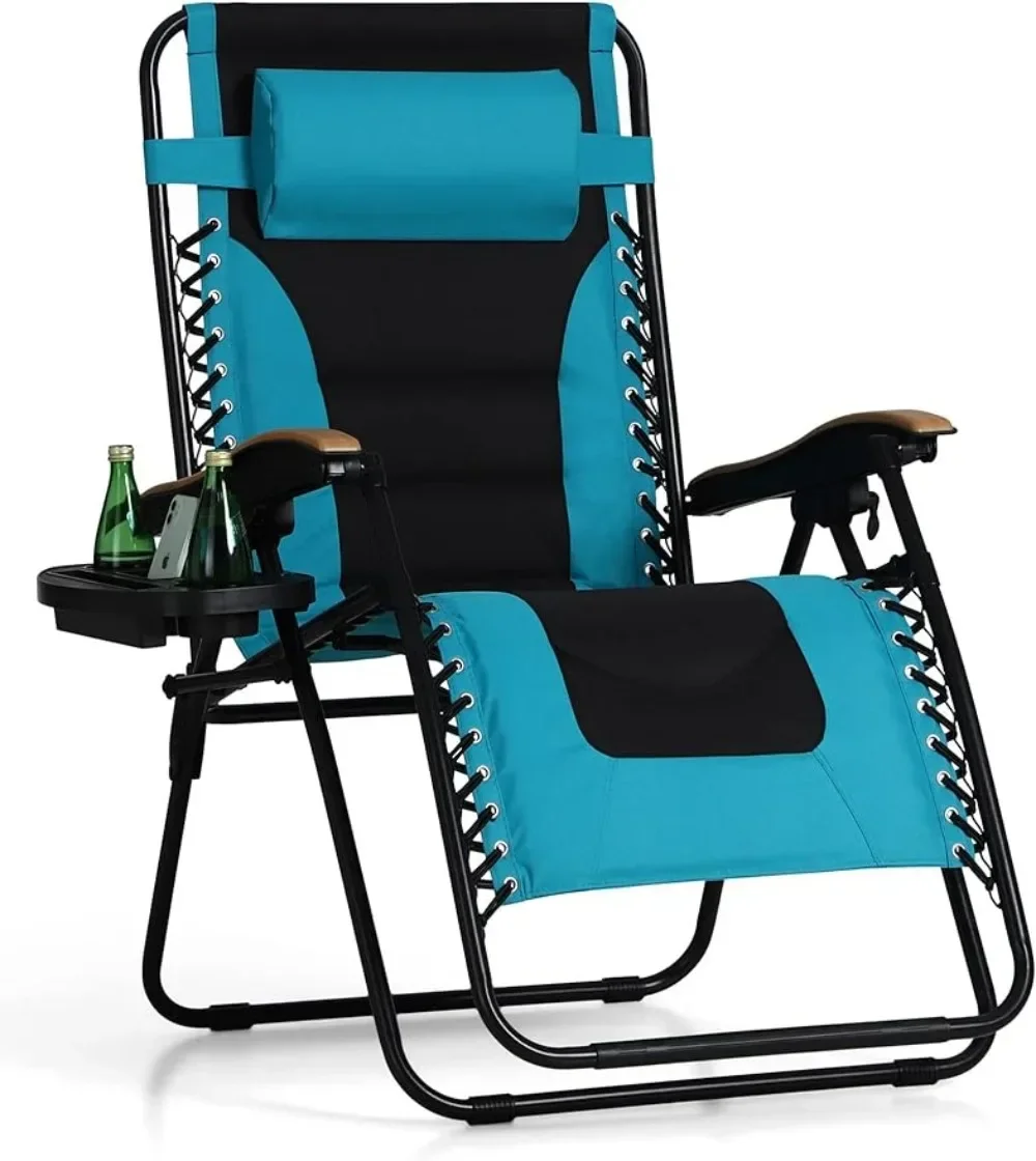 

Outdoor Reclining, Foldable Patio Recliner, 30" Wide Seat Anti Gravity Lounger ,Oversized Padded Zero Gravity Chair