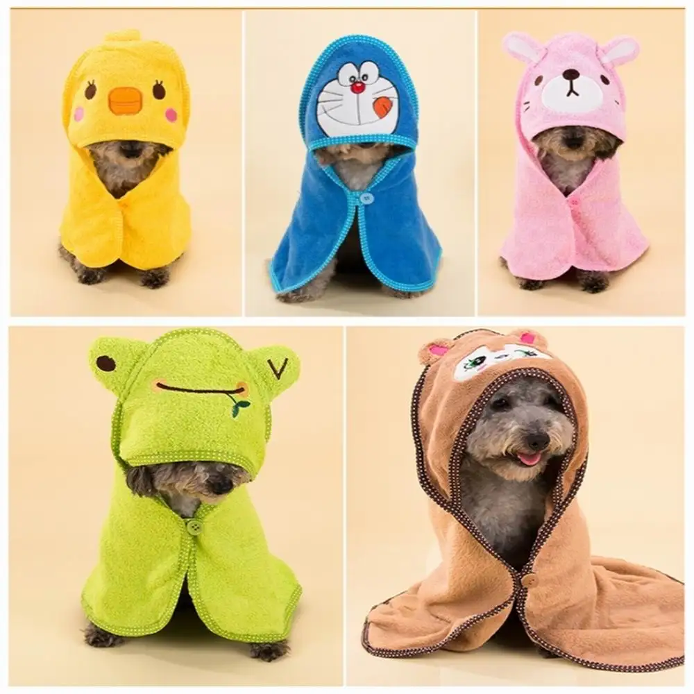 Pet Dog Towel Cotton Soft Drying Cute Amimal Pet Bath Towel Dogs Cats Puppy Hoodies Super Absorbent Bathrobes Cleaning Supply