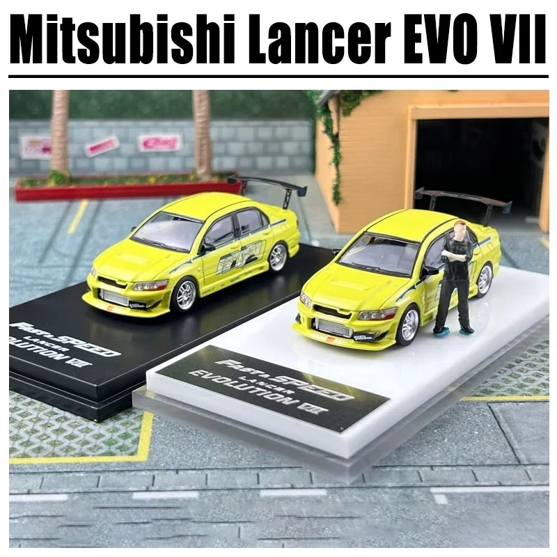 Snelle snelheid 1/64 Mitsubishi Lancer EVO VII legering speelgoedmotor gegoten metalen model cadeau