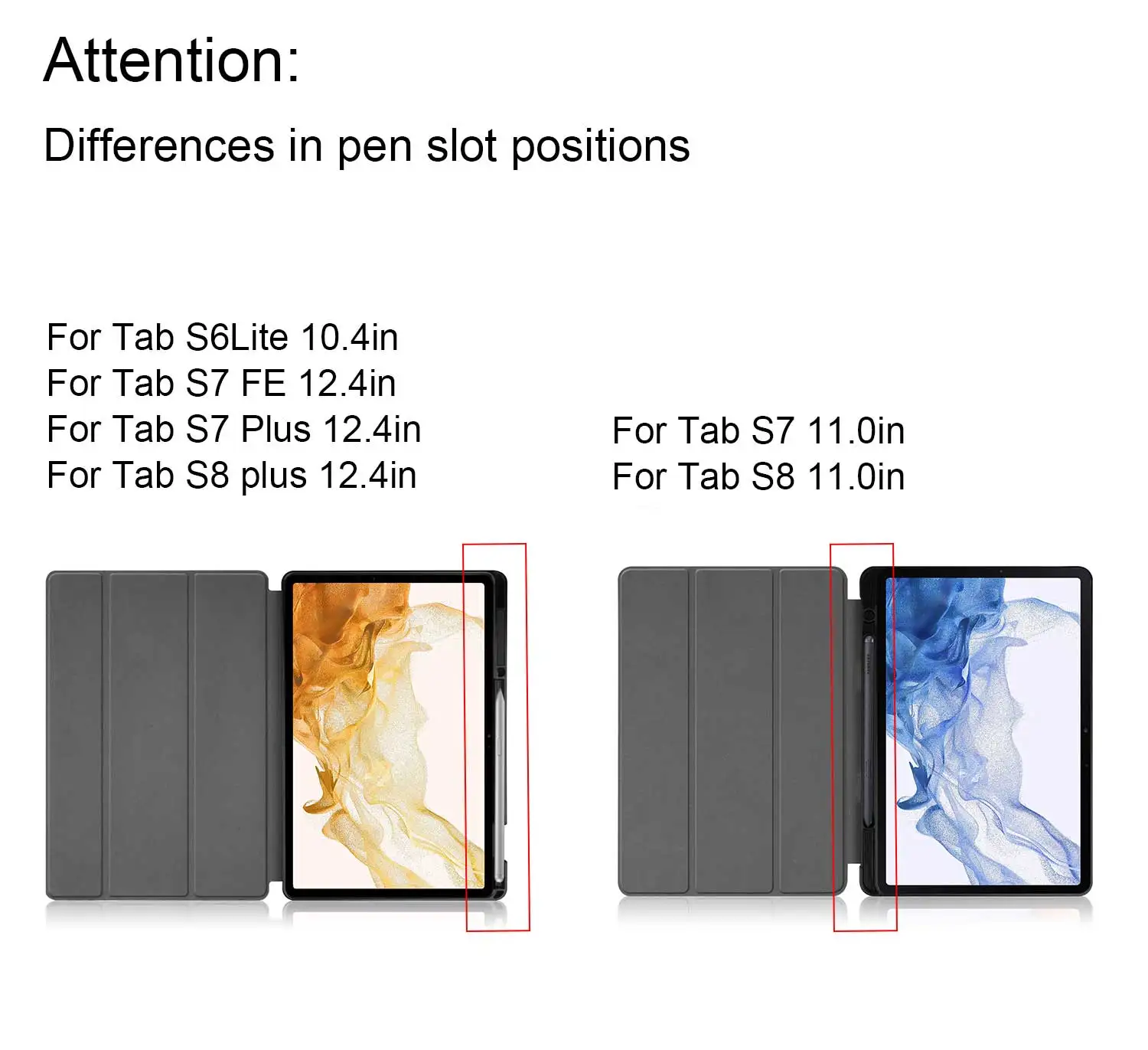 Case For Samsung Galaxy Tab S7 S8 11 inch S6 Lite 10.4 Tab S7FE Plus S9 FE S8 Plus 12.4 Three Fold Painted With Pen Slot Cover