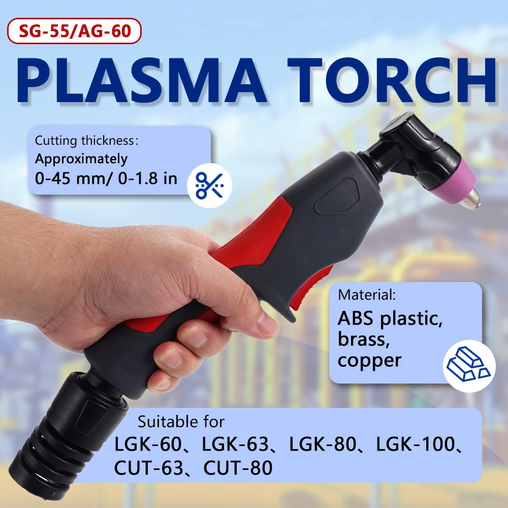 SG‑55 AG‑60 Unassembled Plasma Cutting Torch 60‑80A Replacement for LGK‑60 LGK‑63 LGK‑80 CUT‑63 CUT‑80 Precision Metal Cutter