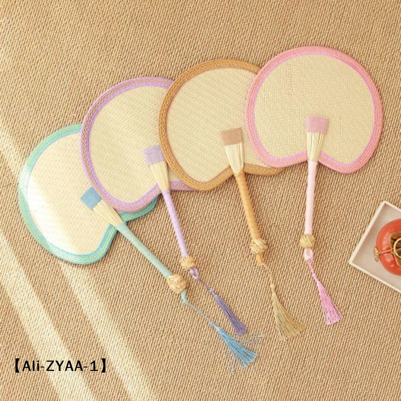 【A】Handmade Natural Straw Palm Fan Woven Handheld Fan Portable Summer Cooling Fans For Party Wedding Camping Home Decoration