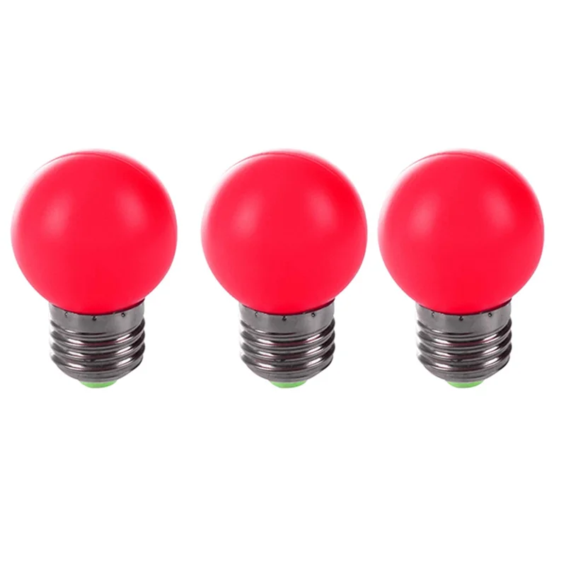 LICE-3X E27 Lampu LED Bohlam Plastik Bohlam Merah Hangat (Daya 0,5W, Merah)
