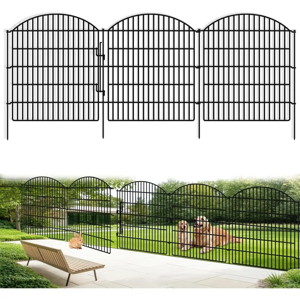 

10-панельный садовый барьер для животных с замком, 84 см (В) x 61 см (Д), для собак, для улицы или двора, без копания, нержавеющий, декоративный, высокий, металлический