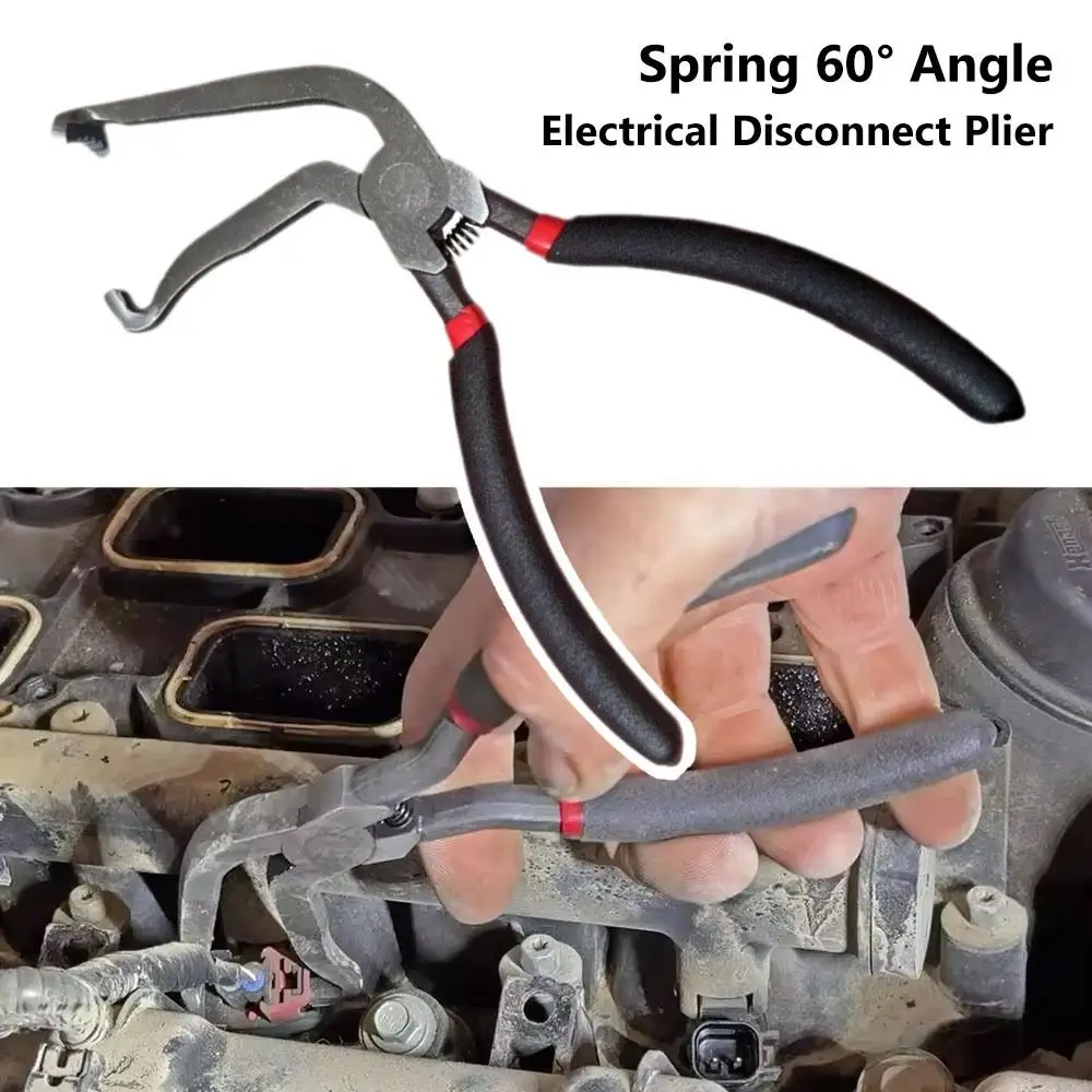 60° Angle Electrical Disconnect Pliers Curved Push Tab Style Connector Pliers Spring Fuel Line Disconnect Pliers