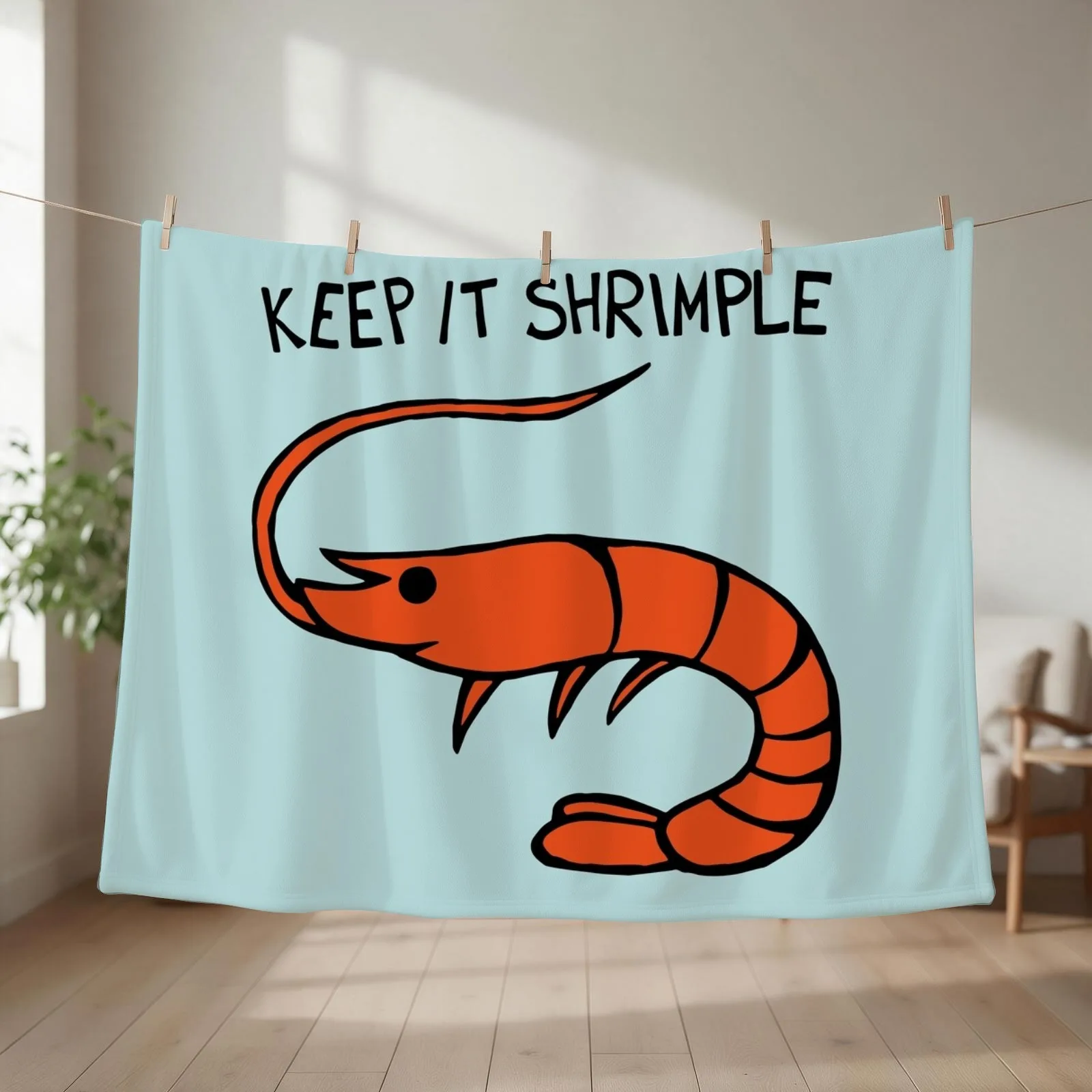 Keep It Shrimple / Simple Shrimp Throw Blanket couch cozy soft plush fuzzy picnic outdoor blanket