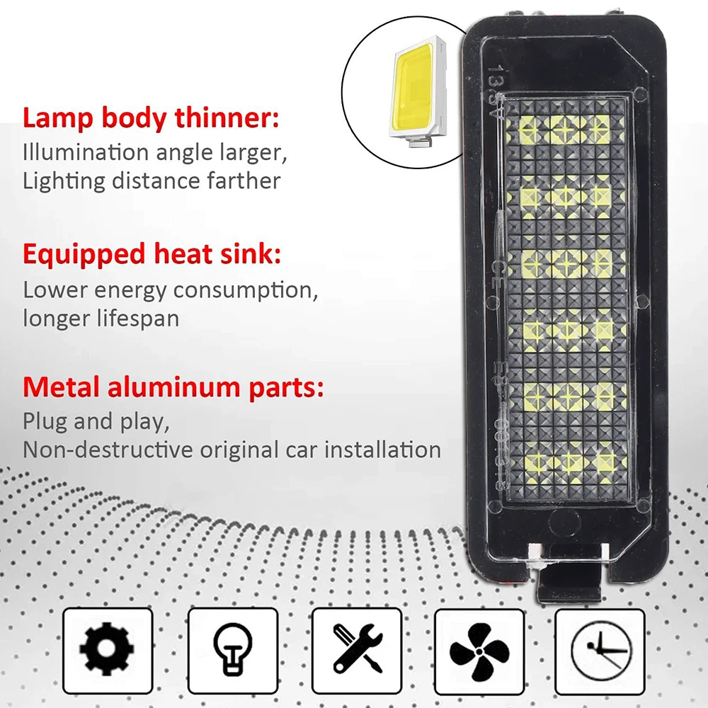 For VW Passat B6 CC Eos Golf 4 5 6 7 MK7 Polo Superb Lupo Scirocco Seat Leon Altea Ibiza LED License Number Plate Light Lamp
