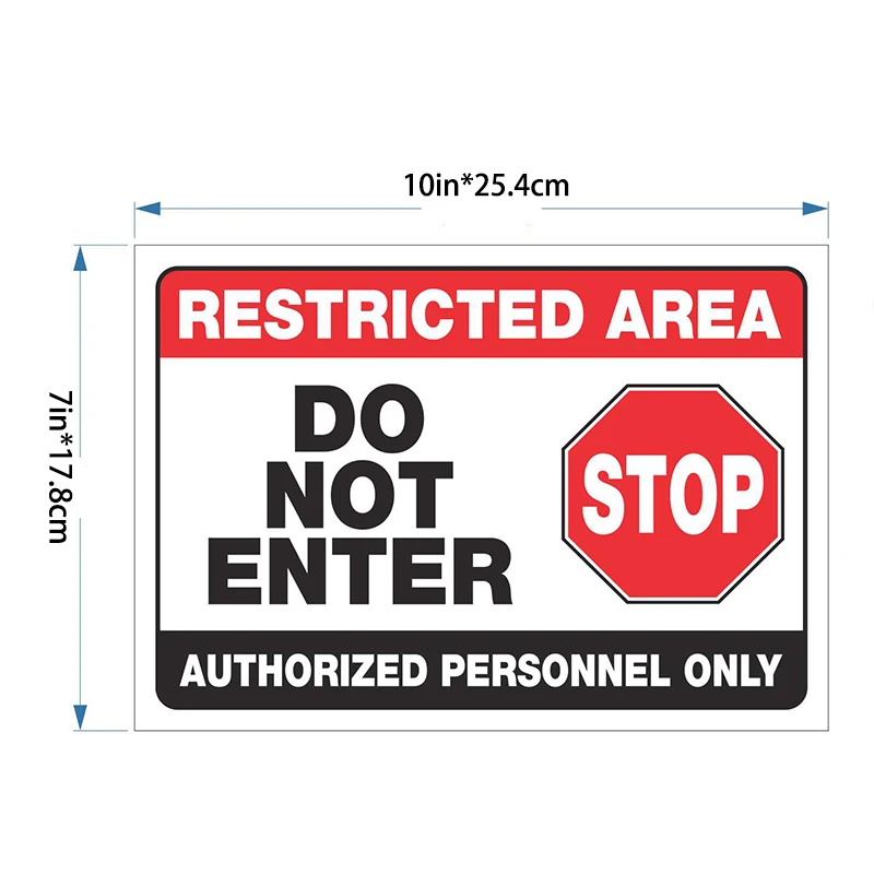2Pcs 7*10in Restricted Entry Area Sign Stickers Do Not Enter Warning Labels Stickers Danger Area Entry Warning Labels Stickers