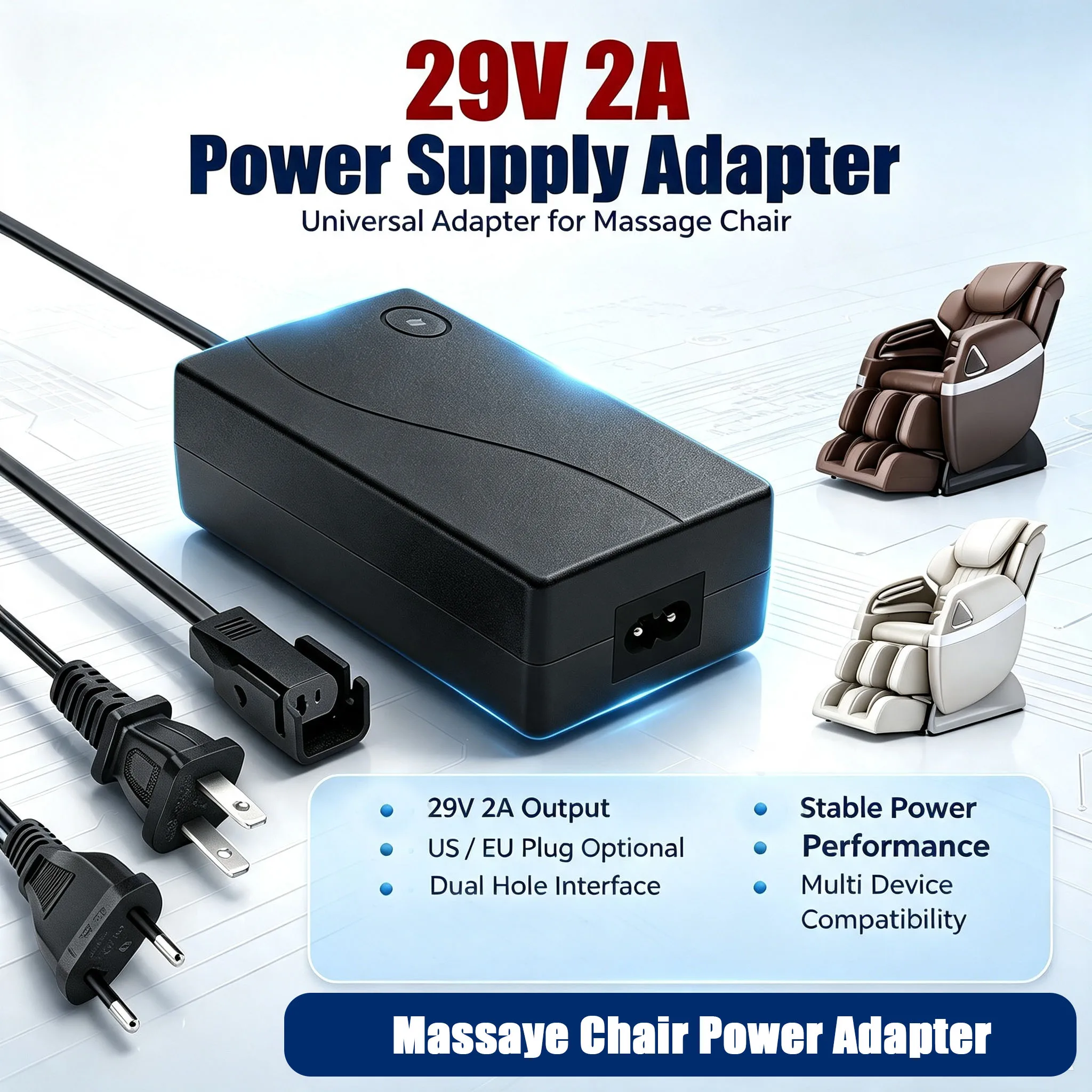 AC DC Power Adapter Supply 29V 2A For Recliner Sofa Chair Charger SwitchingTransformer For OKlN LlKE Limoss Overload Protection