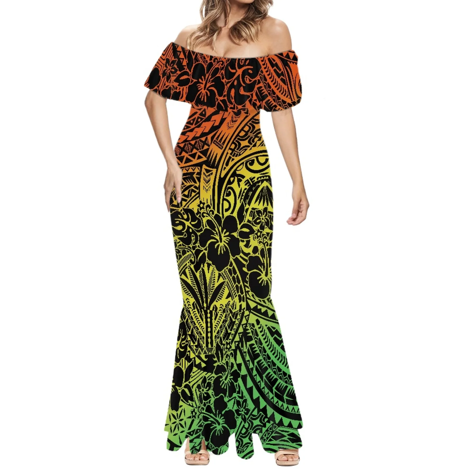 

Polynesian Fashion Gorgeous Line Shoulder Fishtail Skirt Texture Soft Comfortable Temperament Elegant Women's Evening Dress