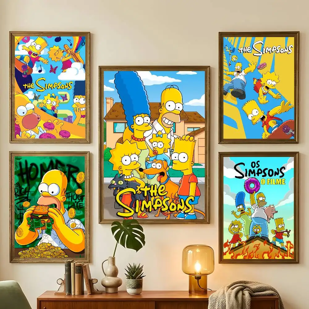 Funny Cartoon Poster Living Room Bedroom Bar Cafes Wall Home Decoration S-Simpsons-ES Cool Gifts