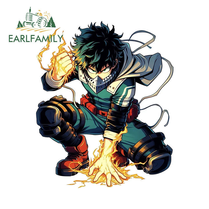 

EARLFAMILY Deku DIY Motorcycle Stickers Cartoon Windshield Decal Occlusion Scratch Waterproof Sunscreen Vinyl Car Sticker