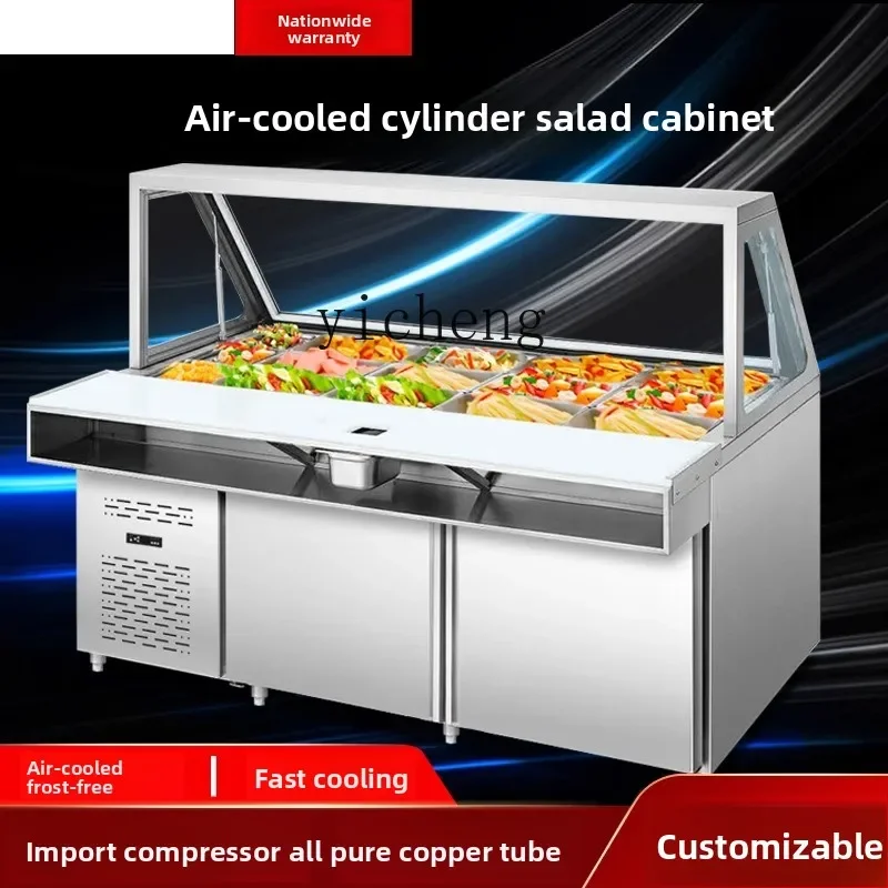 Commercial Cylinder Salad Dressing Table Fruit Salad Pizza Refrigerated Fresh-keeping FreezerC10