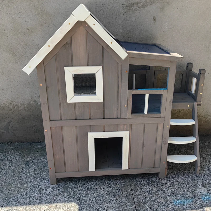 

Solid Wood Outdoor Cat Nest Semi-Enclosed All-Season Cat Shelter, Universal Rainproof Protection Winter Warmth Stray Cat Villa