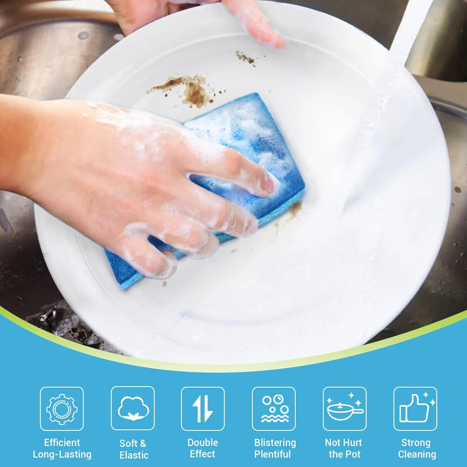 Non Scratch Scrub Sponge-24Count, Sponges Kitchen, Sponges for Dishes | Cleaning Sponge, Cleans Fast Without Scratching, Stands