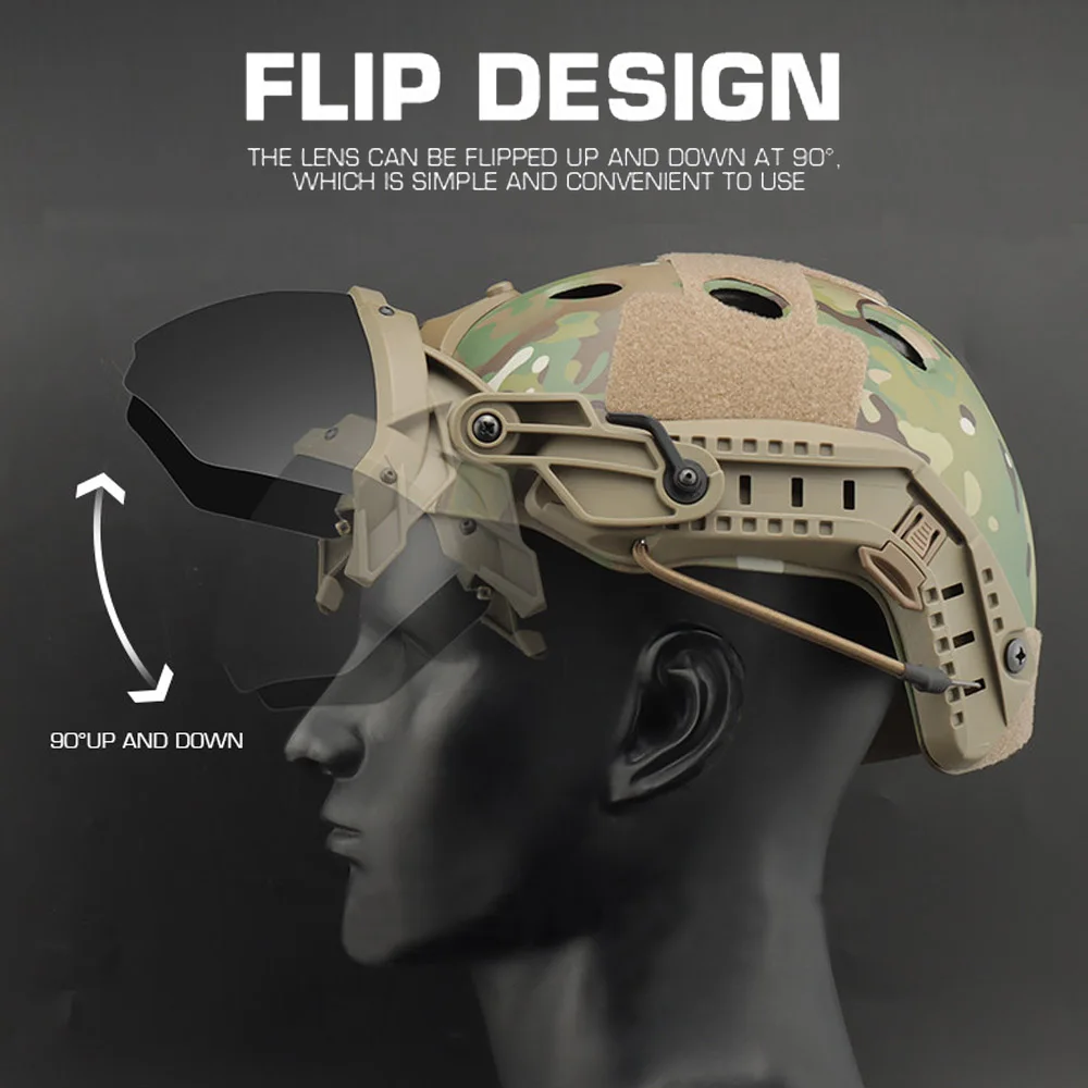 MICH tactische helmen met afneembare gezichtsmasker bril voor airsoft, paintball en jacht - perfect voor buitenactiviteiten