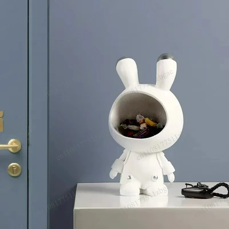 Big Mouth Bunny Statue Storage Box Nordic Style Fruit Candy Holder Porch Ornament Living Room Home Decor - view 2