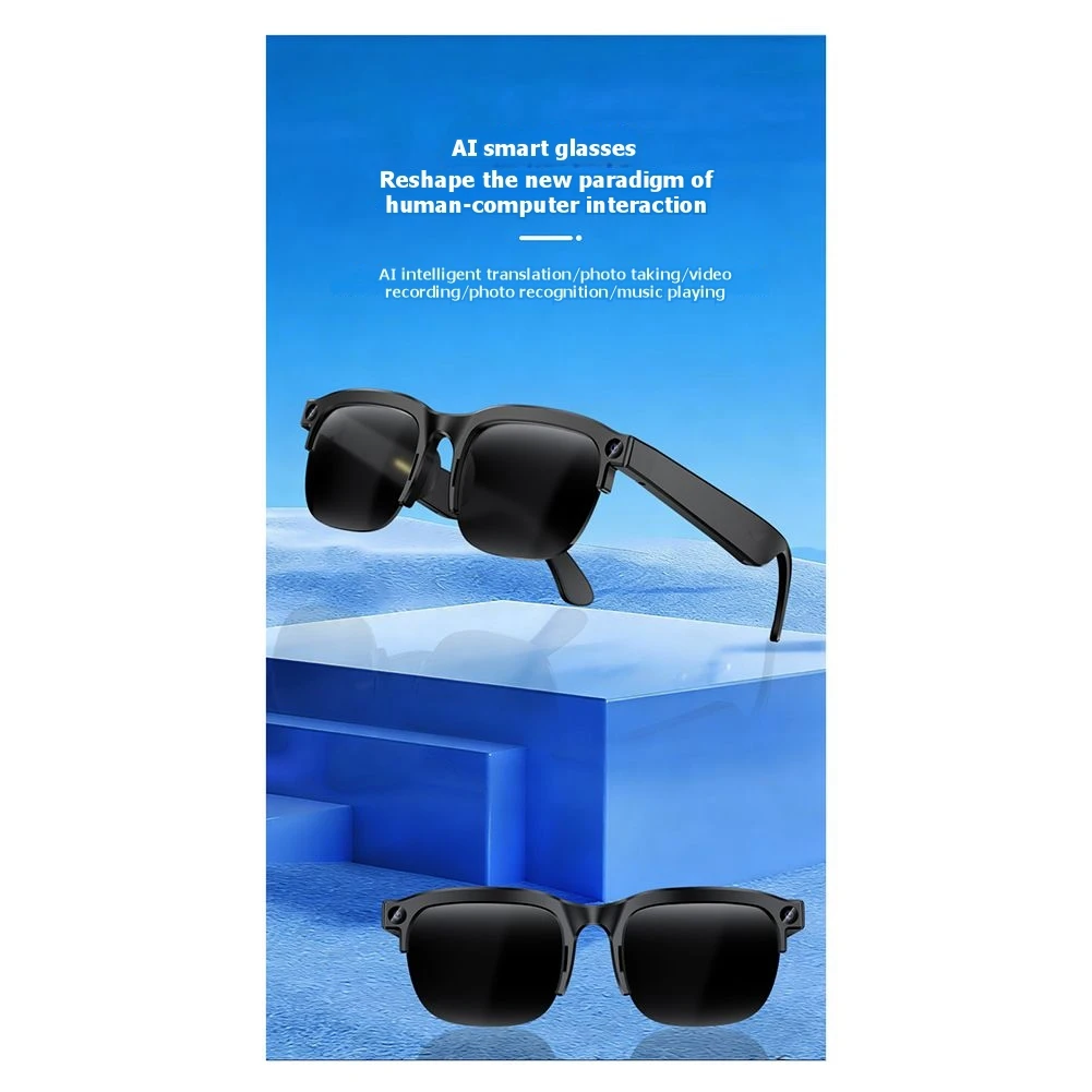 Bluetooth AI Smart Glasses Translation Photo Recognition HIFI Music Dual Speakers For Men Women Sunglass