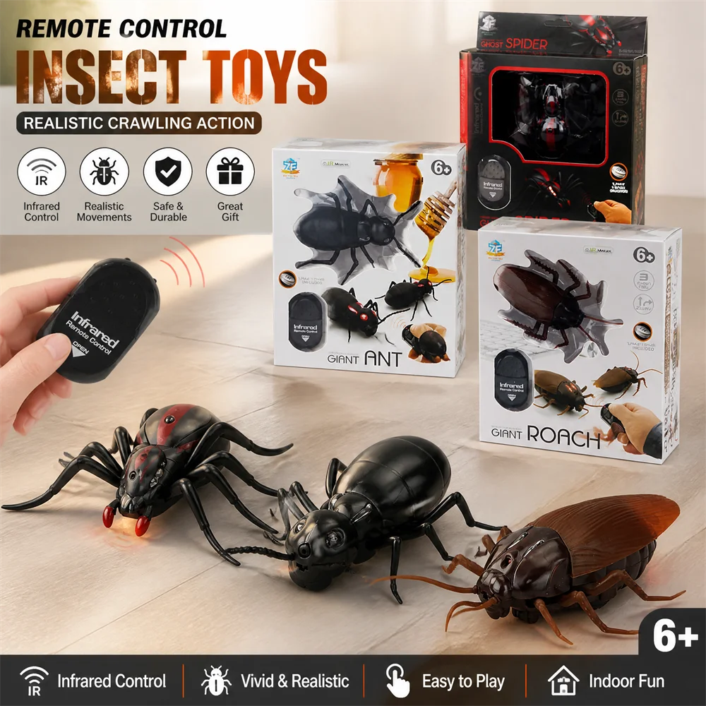 GIANTFLY Infrared RC Simulation Centipede Prank Toy, Moving Joints & Head Light, 8m Remote Control, Gift for Kids Novelty