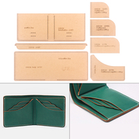 1 Set of Folding Coin Wallet, Multi-Card Slot Wallet-Kraft Paper Template,DIY Leather Handmade Crafts,Sewing Template with Holes