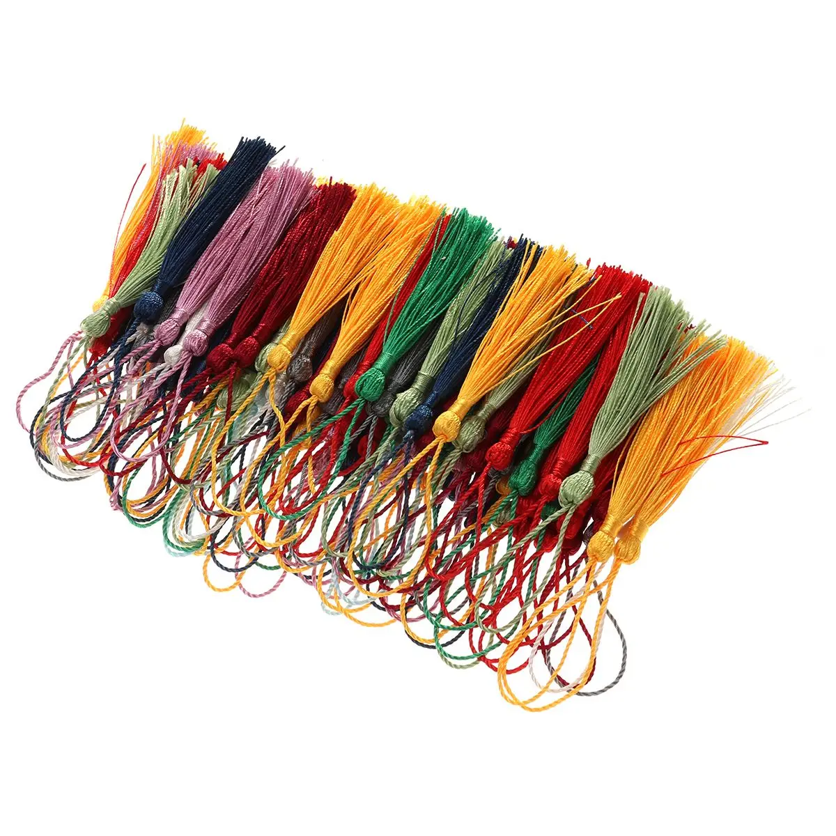

50 Pcs Chinese Knot Tassels Colorful Silk Bookmark Tags Decorative Ornaments Jewelry Crafts DIY Projects Keychains Elastic Bands