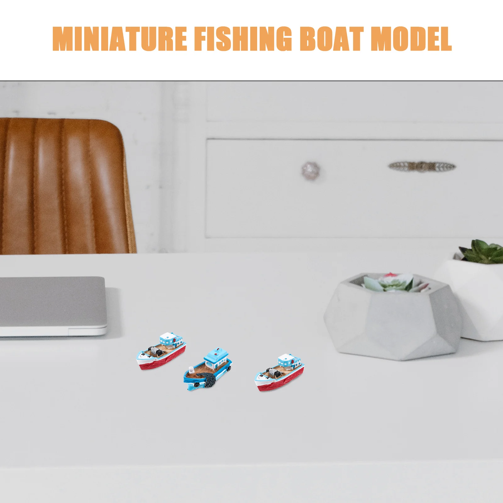 4 Pcs Fishing Boat Ornaments Miniature Beach Model Decoration Cartoon Boats Resin Dollhouse Micro Landscape DIY Decorations