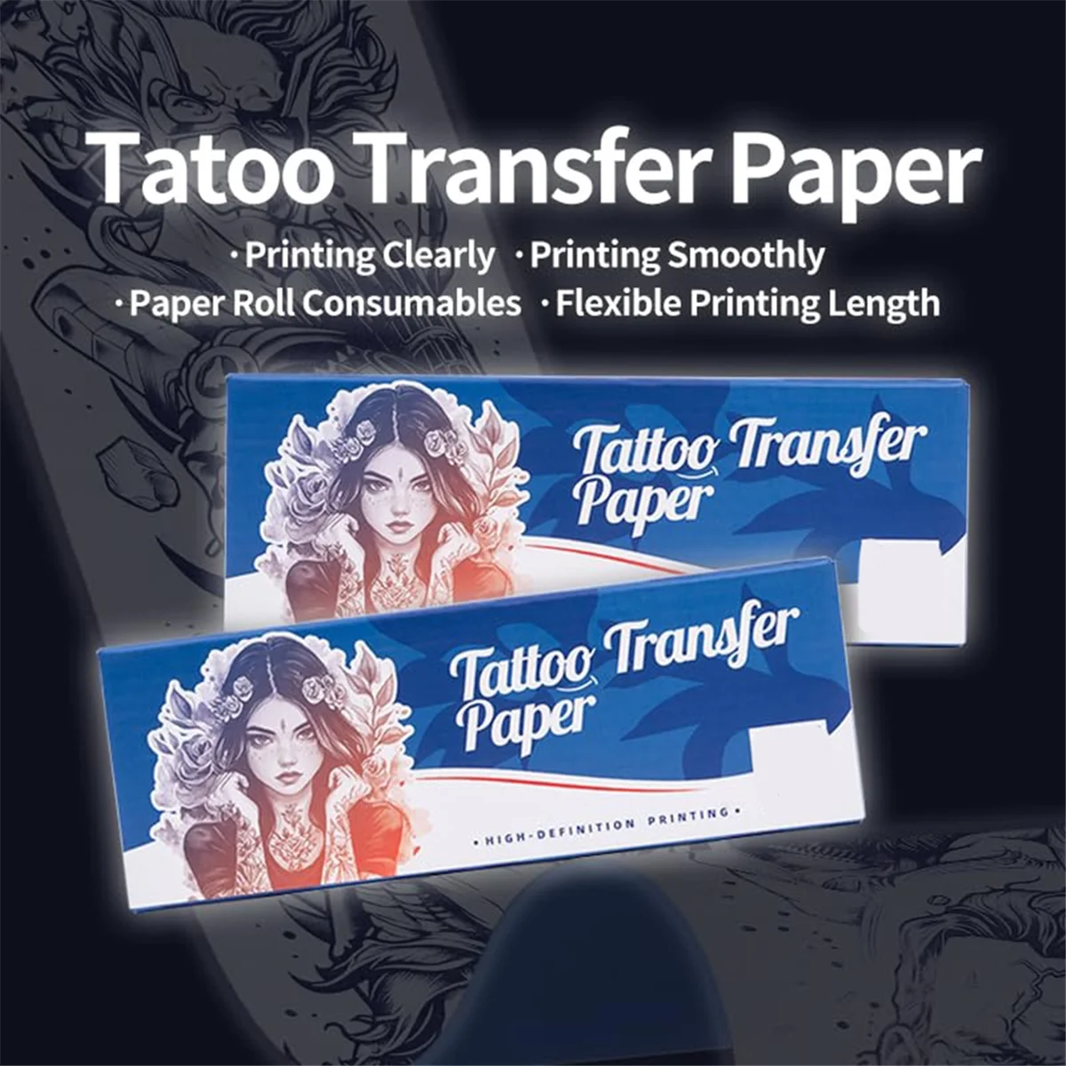 AA98 Transfer Paper - 95ft Tattoo Paper Roll, Double Layer Thermal for Long Drawing Function Transfer Machine