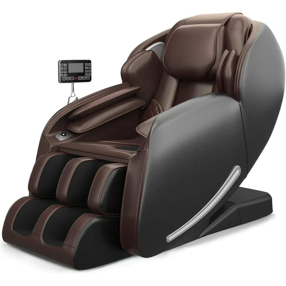 Massage chair, full body zero gravity SL track finger massage lounge chair, with APP control, brown massage chair