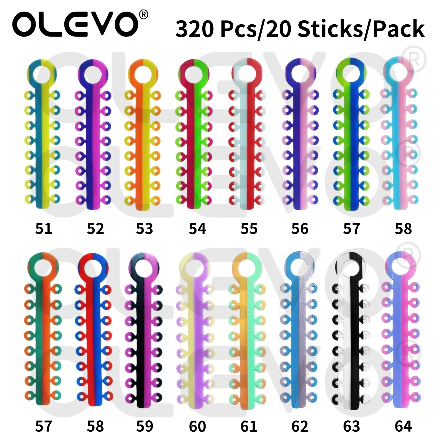 320PCS/20 Sticks Dental Kieferorthopädische Elastische Ligatur Krawatten Bands für Zähne Hosenträger Zwei-Ton Design Gummi Ligating ringe – Detail 8