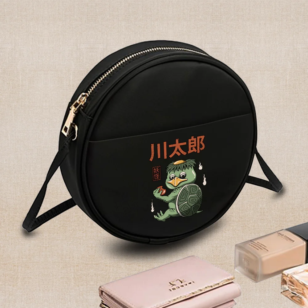 Fashion Women Round Crossbody Bag Pattern Cute-monster Printed Ladies Small Messenger Shoulder Bag Small Coin Purse Handbags