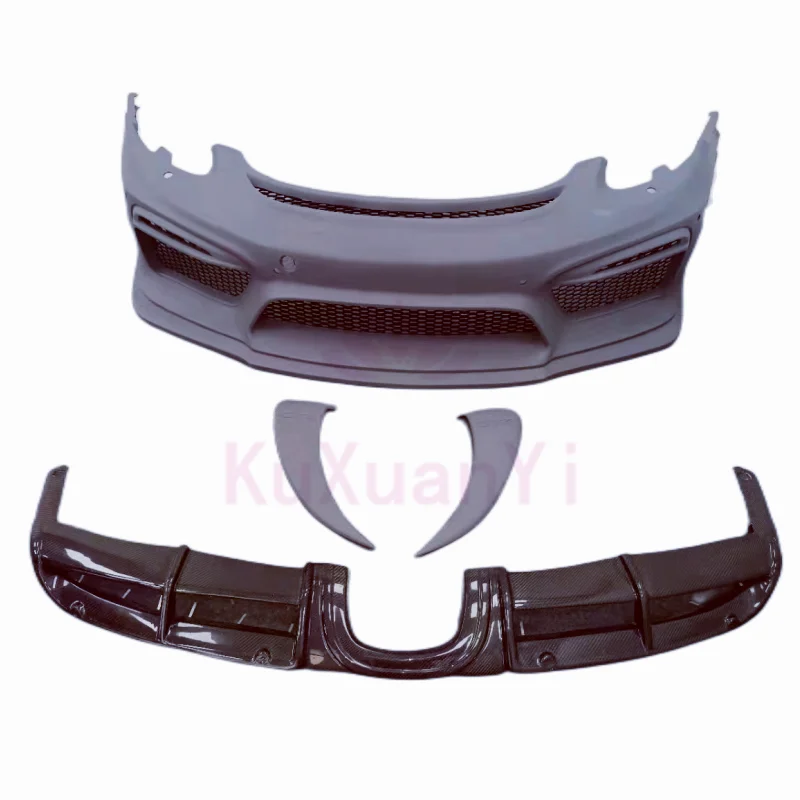 

A Style Resin Primer Front Bumper Vent Carbon Fiber Rear Diffuser for Porsche CAYMAN 981 Body Kit