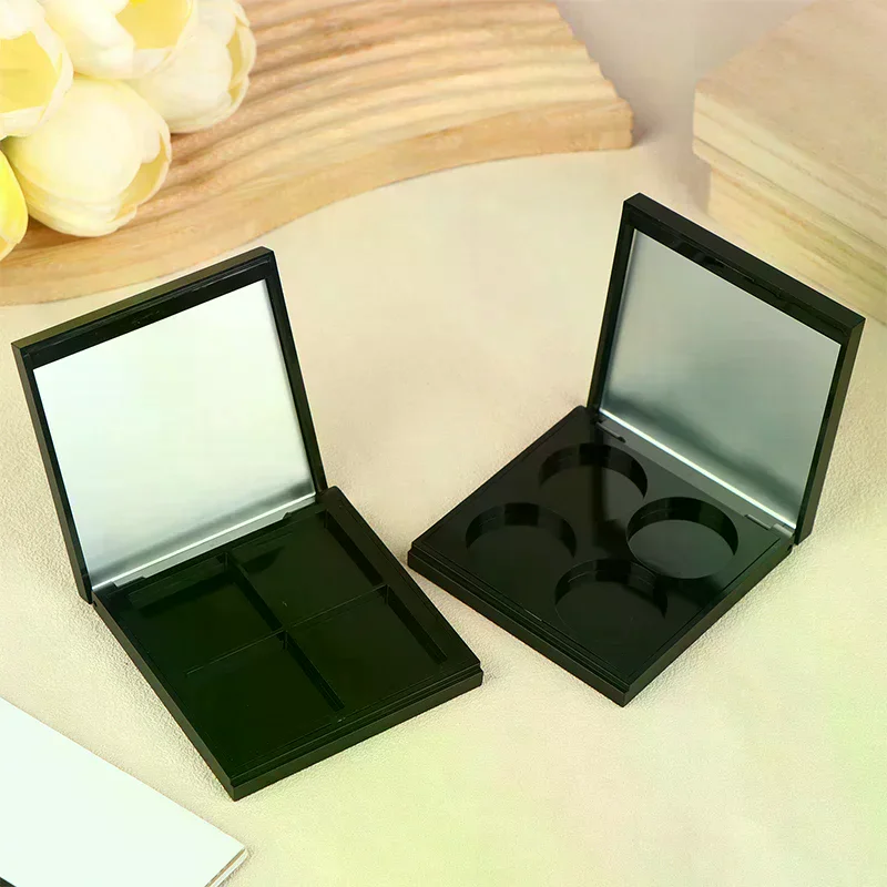 Boîte de support de Palette de cosmétiques magnétique vide à 4 grilles, étui professionnel de brillant à lèvres avec miroir, boîte de fard à joues en poudre pour fard à paupières