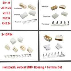 Juego de 10 unidades de cabezal SMD Vertical y Horizontal, 1,0mm, 1,25mm, 1,5mm, 2,0mm, SH/JST/ZH/PH/XH, carcasa + conector de Terminal