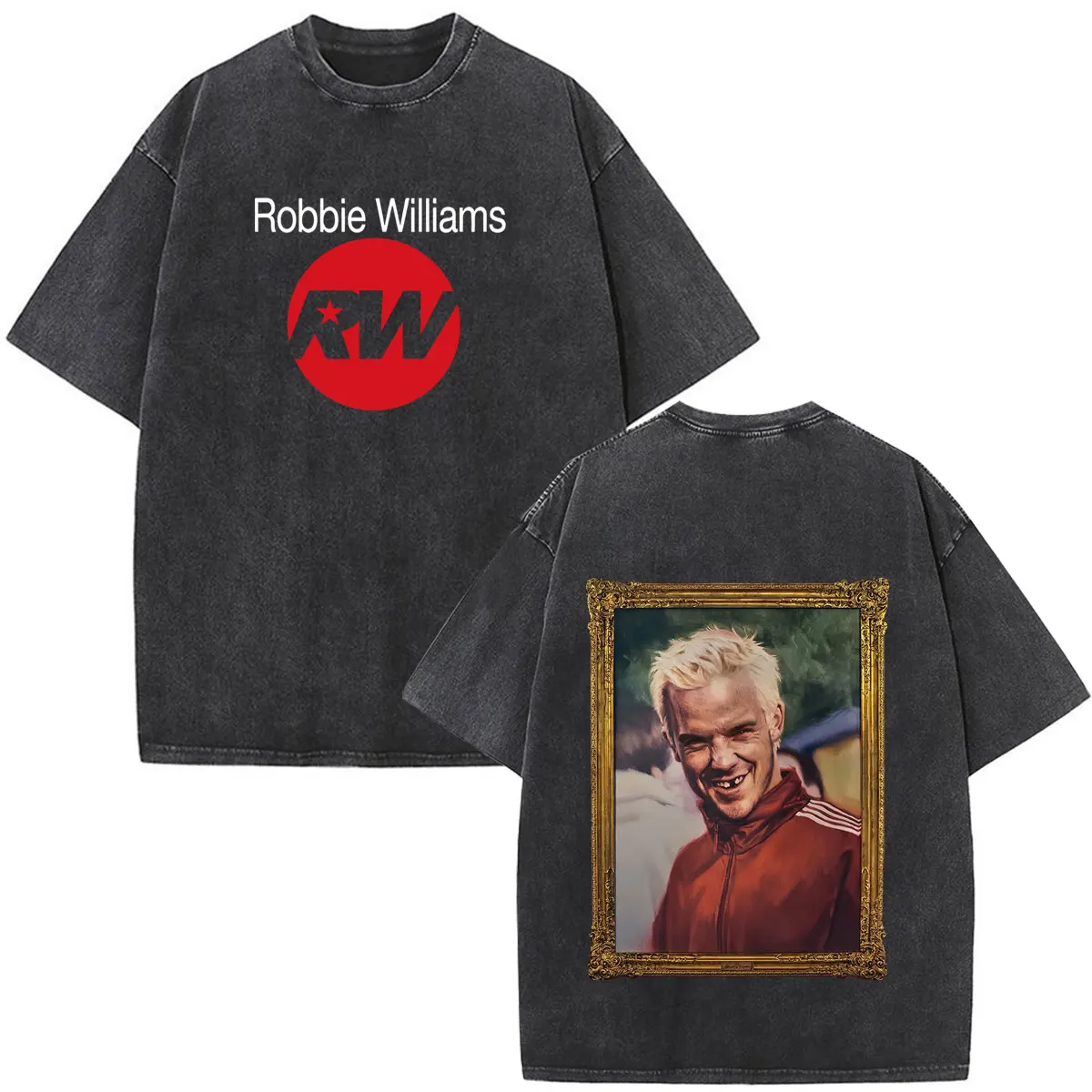 Robbie Williams Britprwp 2026 Tour Print Vintage Washed T Shirt Men's Women Hip-hop Punk T-shirt Cotton Casual Loose T-shirts