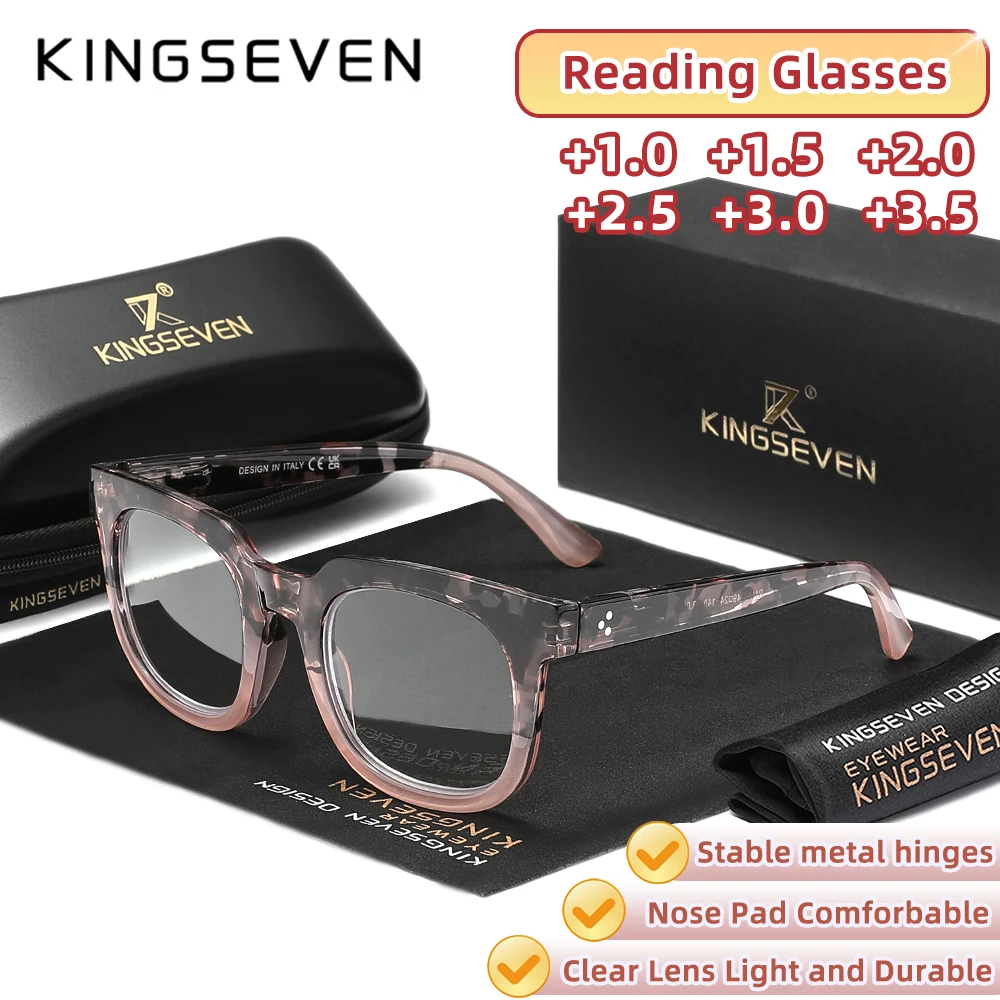 

KINGSEVEN классические мужские и женские очки для чтения с леопардовой квадратной оправой и оптическими линзами + 1,0 ~ + 3,5 очки для дальнозоркости
