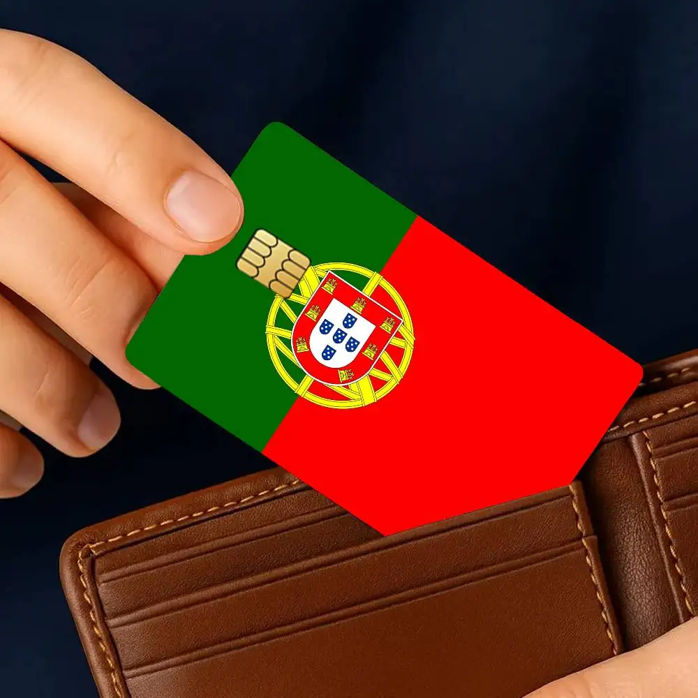 ملصقات بطاقات الائتمان العلم البرتغال لحماية ديكور الخصم البنك 4 قطع مضادة للخدش ومقاومة للماء