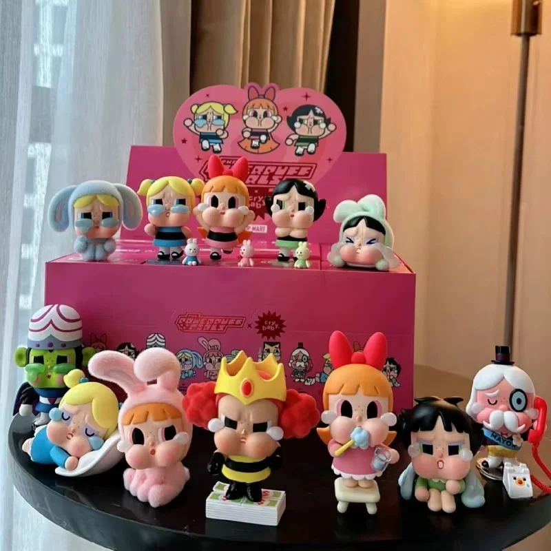 New Popmart Crybaby Blind Box Powerpuff Girls Blossom Bubbles Buttercup Mysterious Surprise Figure Pvc Model Doll Guess Toys