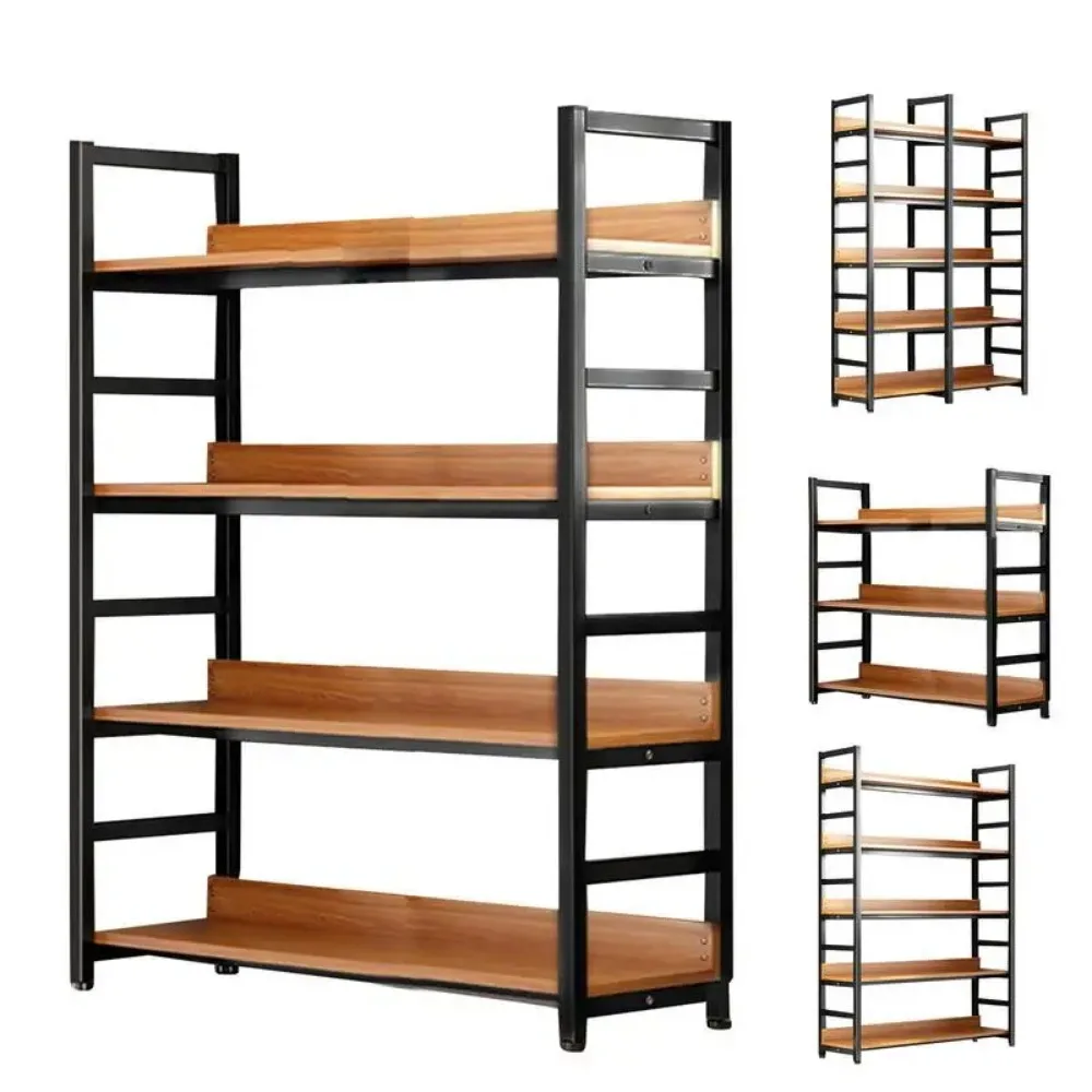 5 Tier Metal Frame Bookshelf Organizer Multi-layer Storage Rack Shelves Living Room  Kitchen Office Display Rack Bookshelf