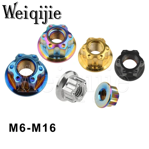 Weiqijie Titanmutter M6 M8 M10 M12 M14 M16 Torx Flänsmutter Sexkantig Titanmutter Fästelement för Motorcykel Bil Cykel 10 best sales m14 mutter - №3