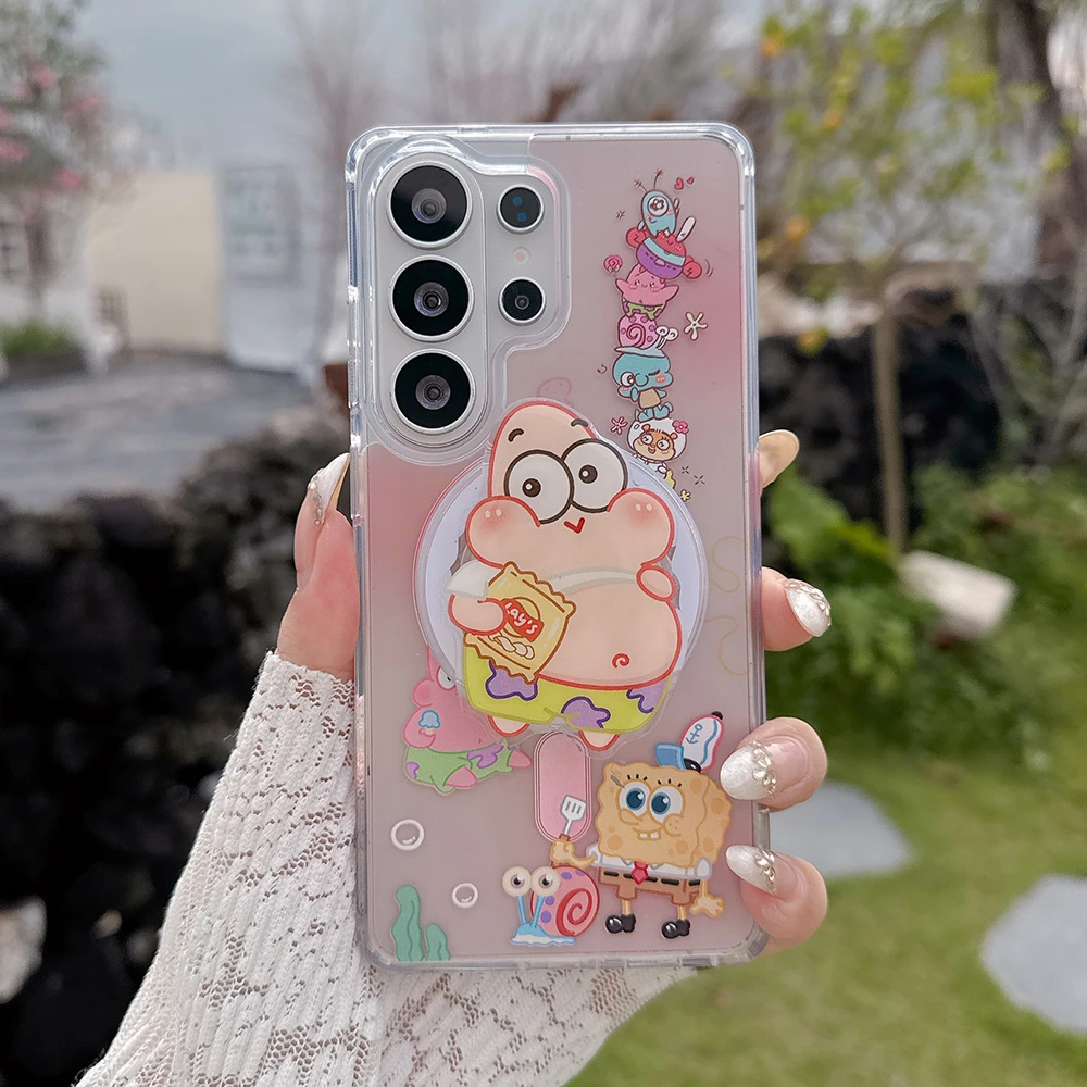 SquarePants SpongeBob Patrick Star Magnetic Magsafe Wireless Charge Handyhülle für Samsung Galaxy S26 25 24 23 Ultra Puls Cover