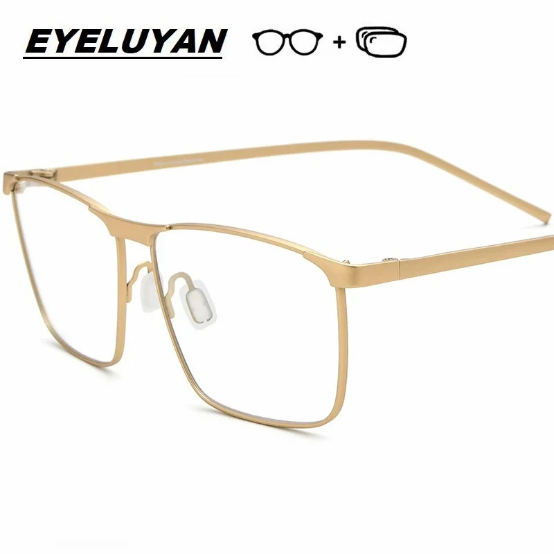 

EYELUYAN Men's Prescription Glasses Anti Blue Photochromic Myopia Eyeglasses Pure Titanium Square Optical Frame Eyewear 18526