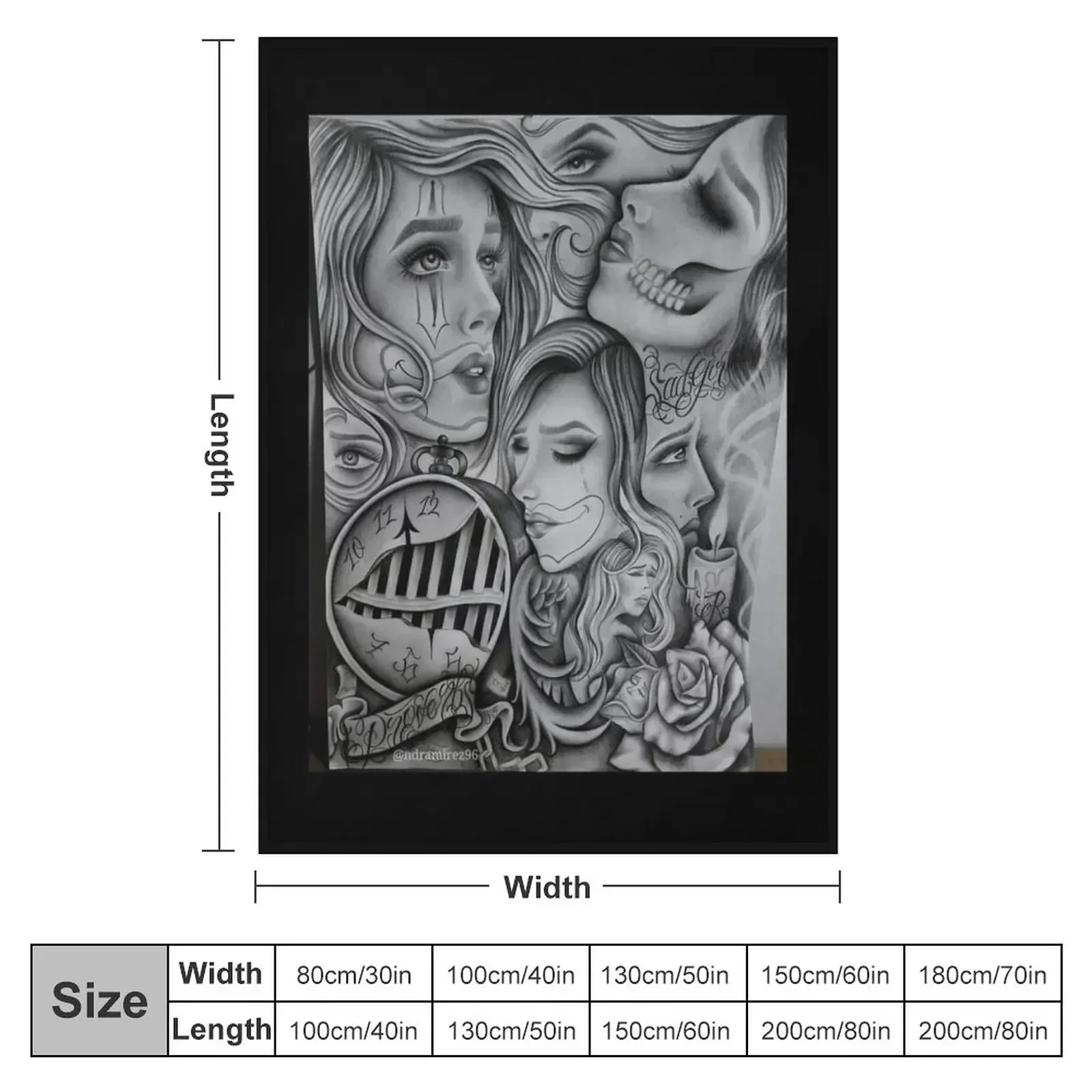 Sad eyes chola clown , Chicano art , black and grey art Throw Blanket Tourist Decorative Throw Designers Blankets