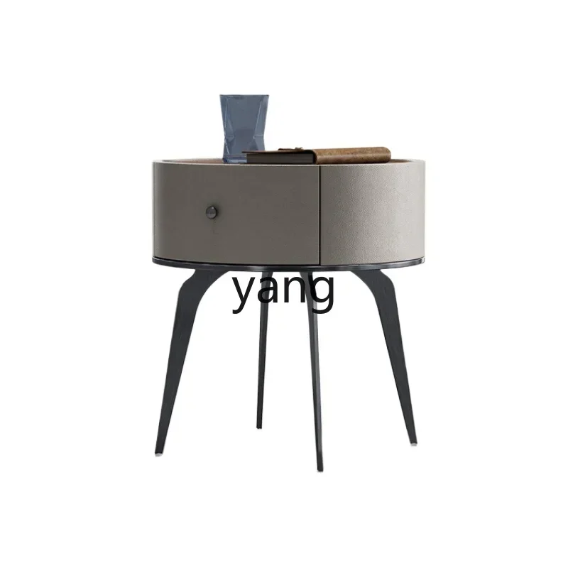 

Yjq round Bedside Table Solid Wood Modern Minimalist Bedside Table