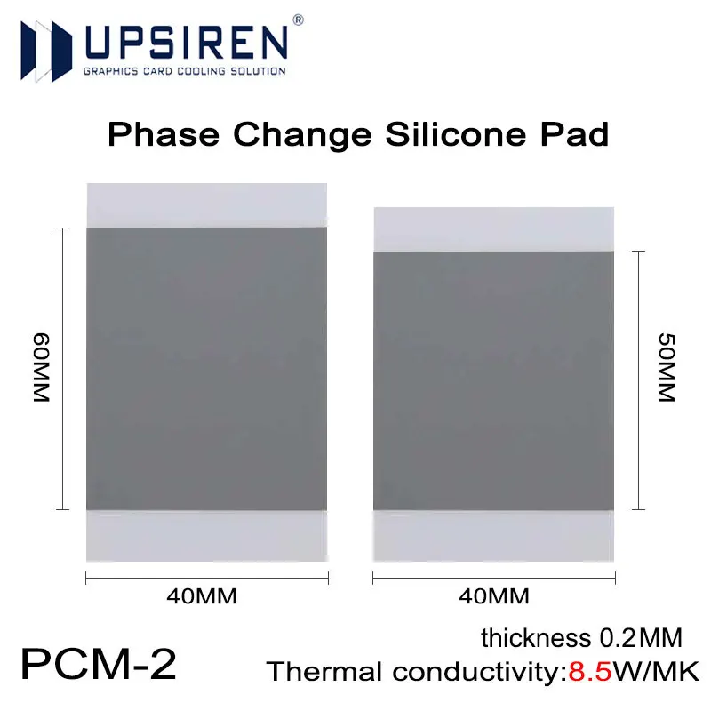 Upsiren 8.5W PCM-2 40X50/60X0.2mm PHASE Change Silicone Pad High-performance Durable Suitable For CPU/Office/Game/Home